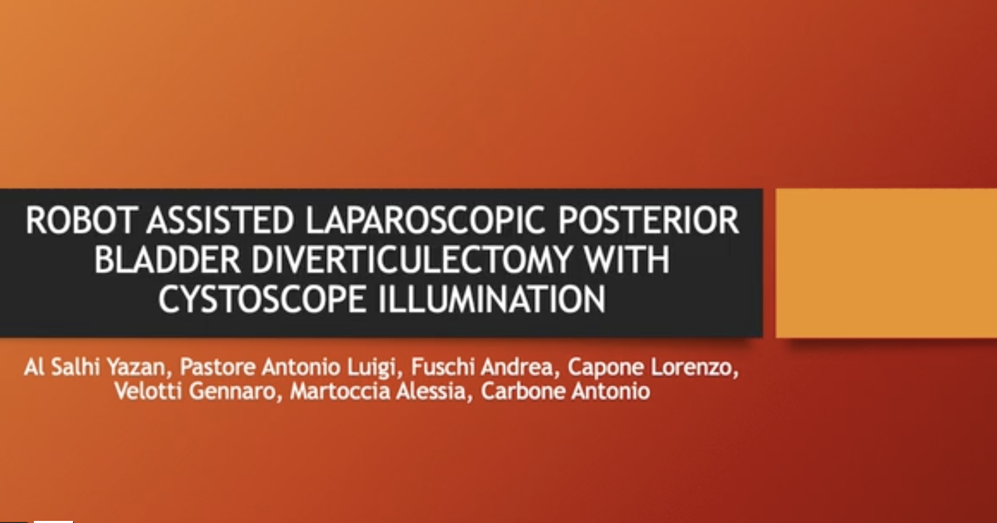 Robot Assisted Laparoscopic Posterior Bladder Diverticulectomy With Cyctoscope Illumination